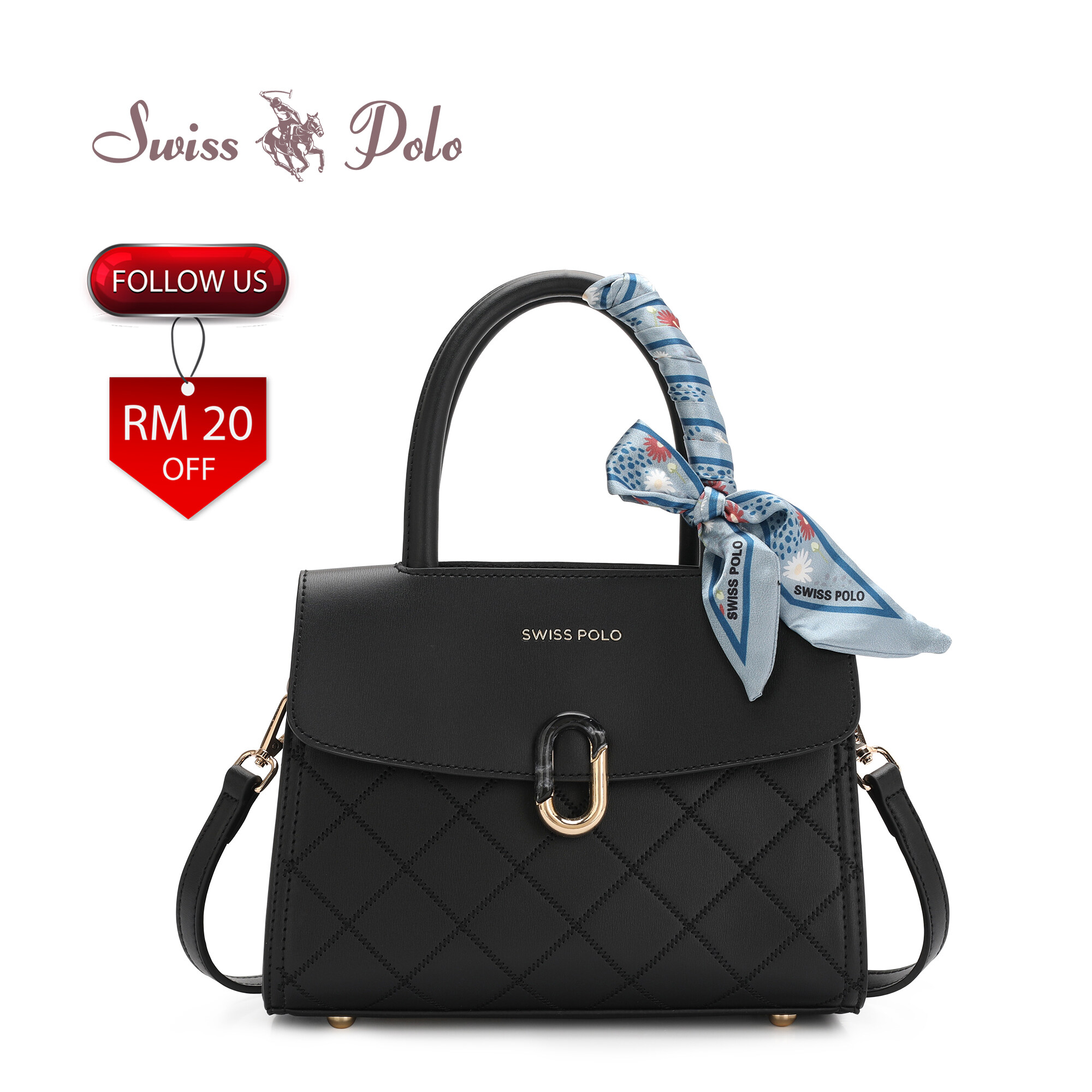 SWISS POLO Ladies Top Handle Sling Bag HFL 2332-1 BLACK