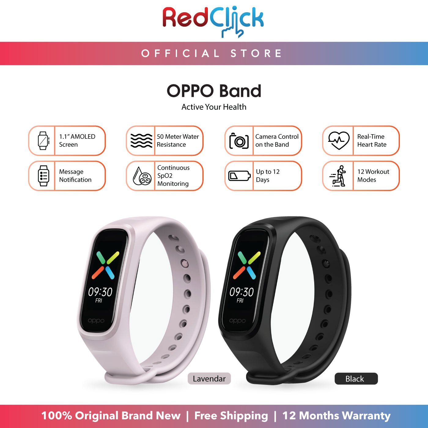OPPO Band 1.1" AMOLED SpO2 Monitoring Real time Heart Rate Monitoring Fitness Smart Band