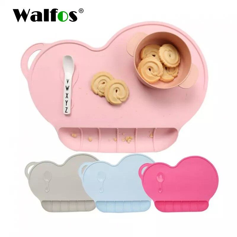 WALFOS Cấp thực phẩm Silicone Baby Bib Bảng Mat Baby Giỏ ăn nhỏ cho trẻ em Khay đựng thức ăn trẻ em Silicone