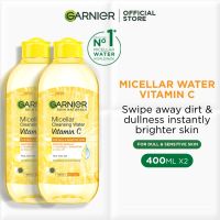 [Bundle of 2] Garnier Makeup Remover Micellar Water (400mlx2) - Pink Sensitive/Blue Salicylic/Vitamin C/Rose/Oil-Infused