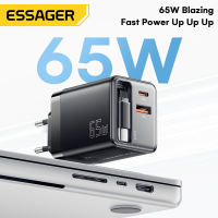 Essager PD65W GaN Type C USB A Charger With Retractable Flexible Stretchable Quick Charge Type C Cable PD3.0 QC 4.0 C+C+A Plug For Laptop Tablet iPhone16 15 ipad Macbook HuaweiMate70 Xiaomi15 Samsung Fast Charge Built-in Retractable C Cable +C+A Chargers