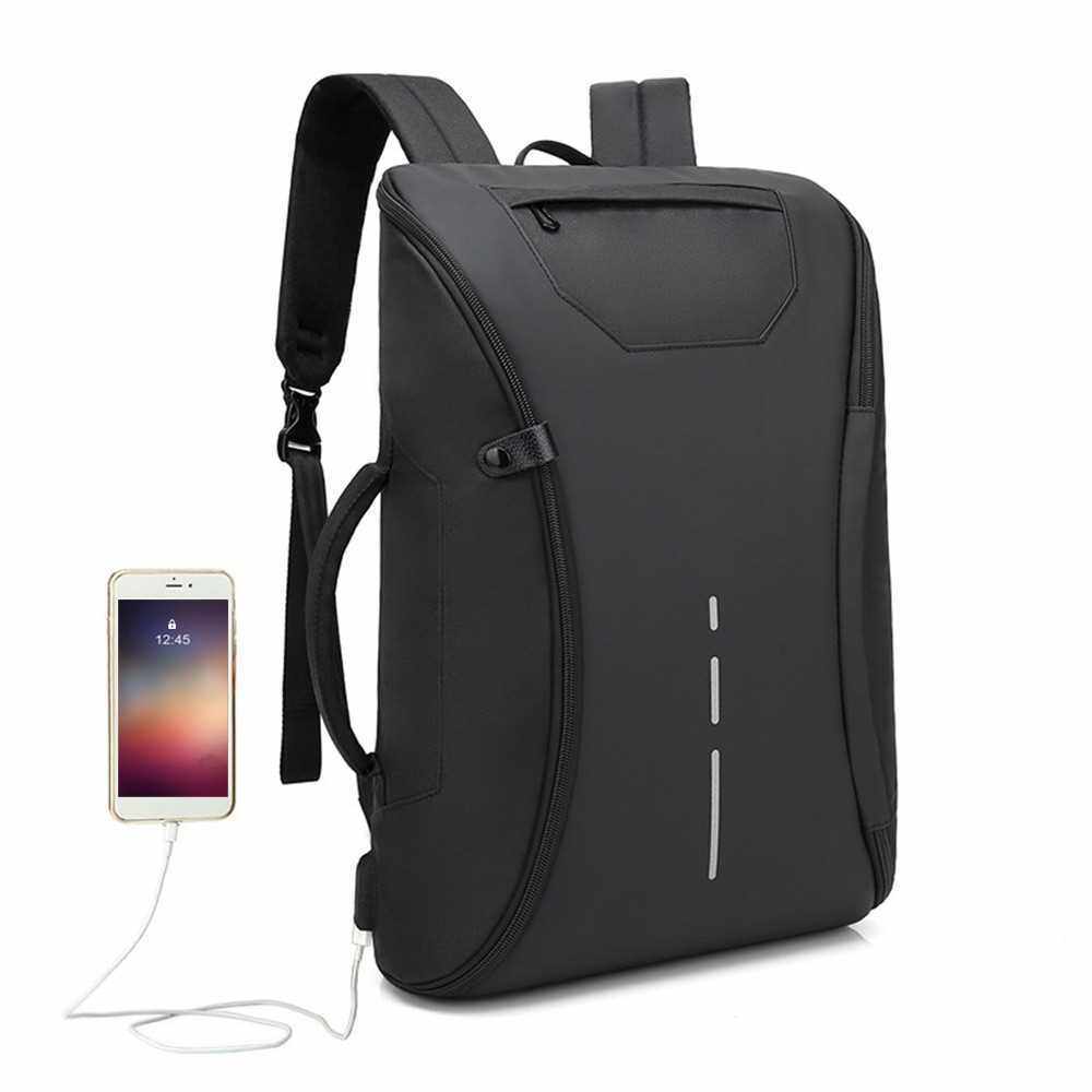 Multi-functional Backpack Schoolbag Laptop Backpack Computer Bag Water-resistant Outdoor Travel Backpack with External USB Charging Port for Men (Black)