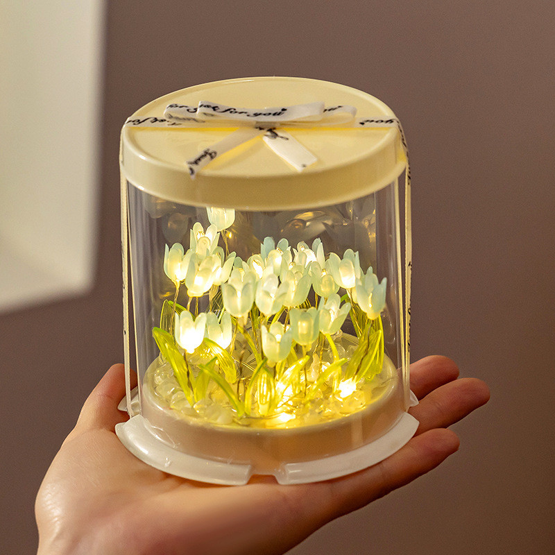 LED Night Light DIY Tulip Lamp Handmade Craft Night Light Simulation Flower Valentines Day Birthday Gift