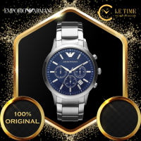 [Authentic] Emporio Armani Classic Chronograph Navy Blue Dial Steel Men Watch Jam Tangan Lelaki AR2448