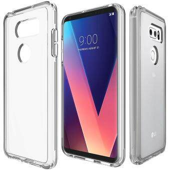 For LG V30 PC + TPU Chrome Plated Press Button Transparent Protective Back Cover Case(