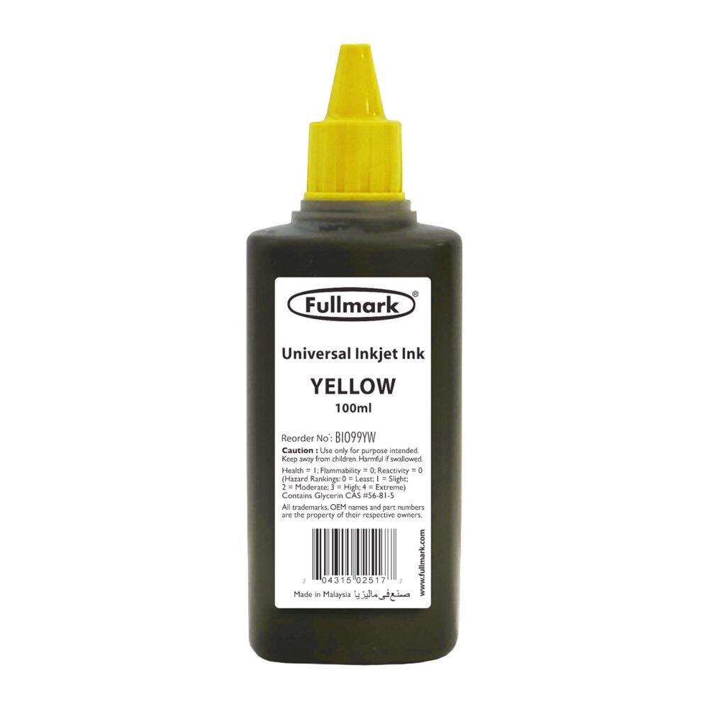 Fullmark Universal Inkjet Ink Refill for Canon / HP / Epson / Brother / Lexmark Printer 3 x 100ml - Yellow (BI099)