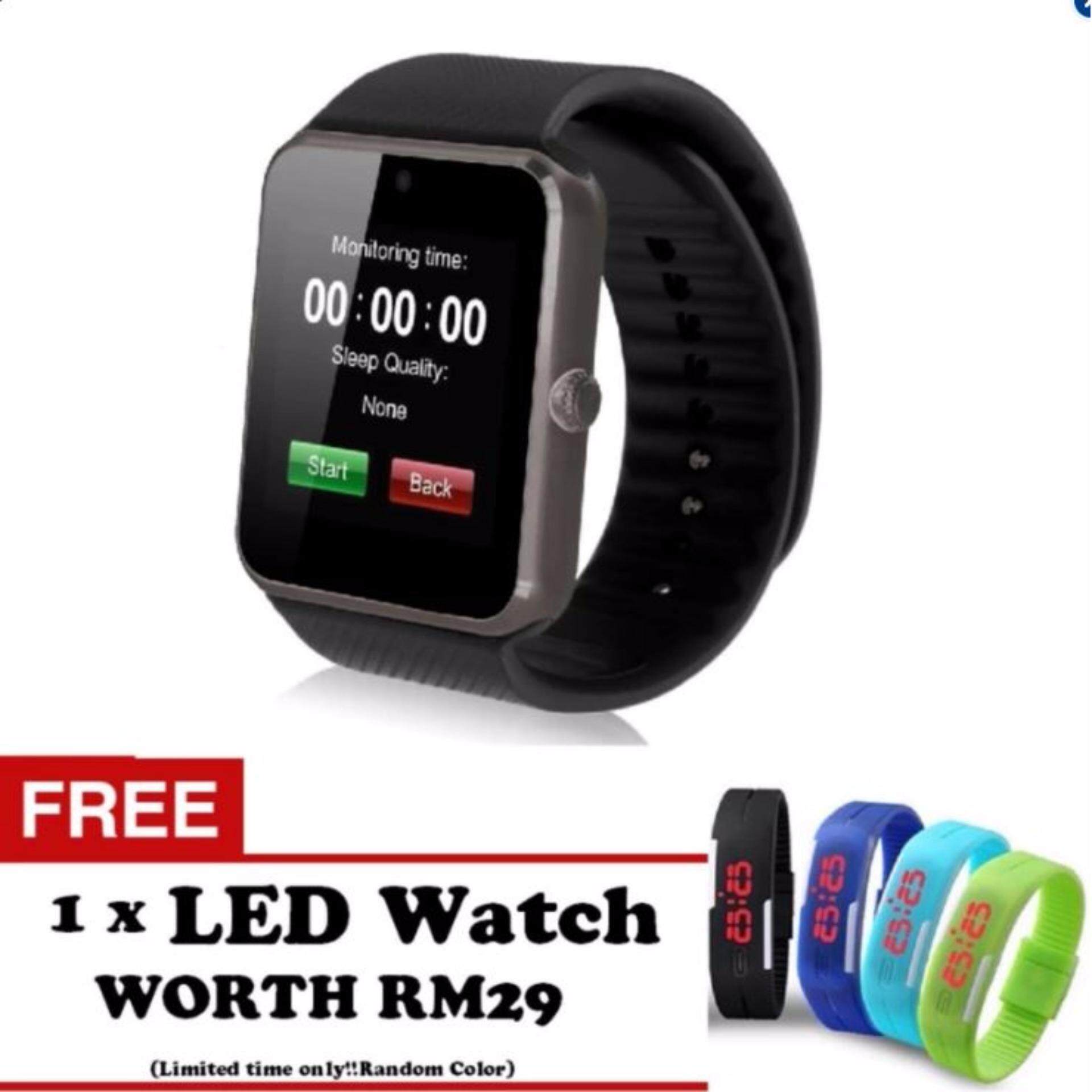 GT08 Bluetooth Smart Watch With Sim Card Support IOS and Andriod (Black) **Free LED Watch**