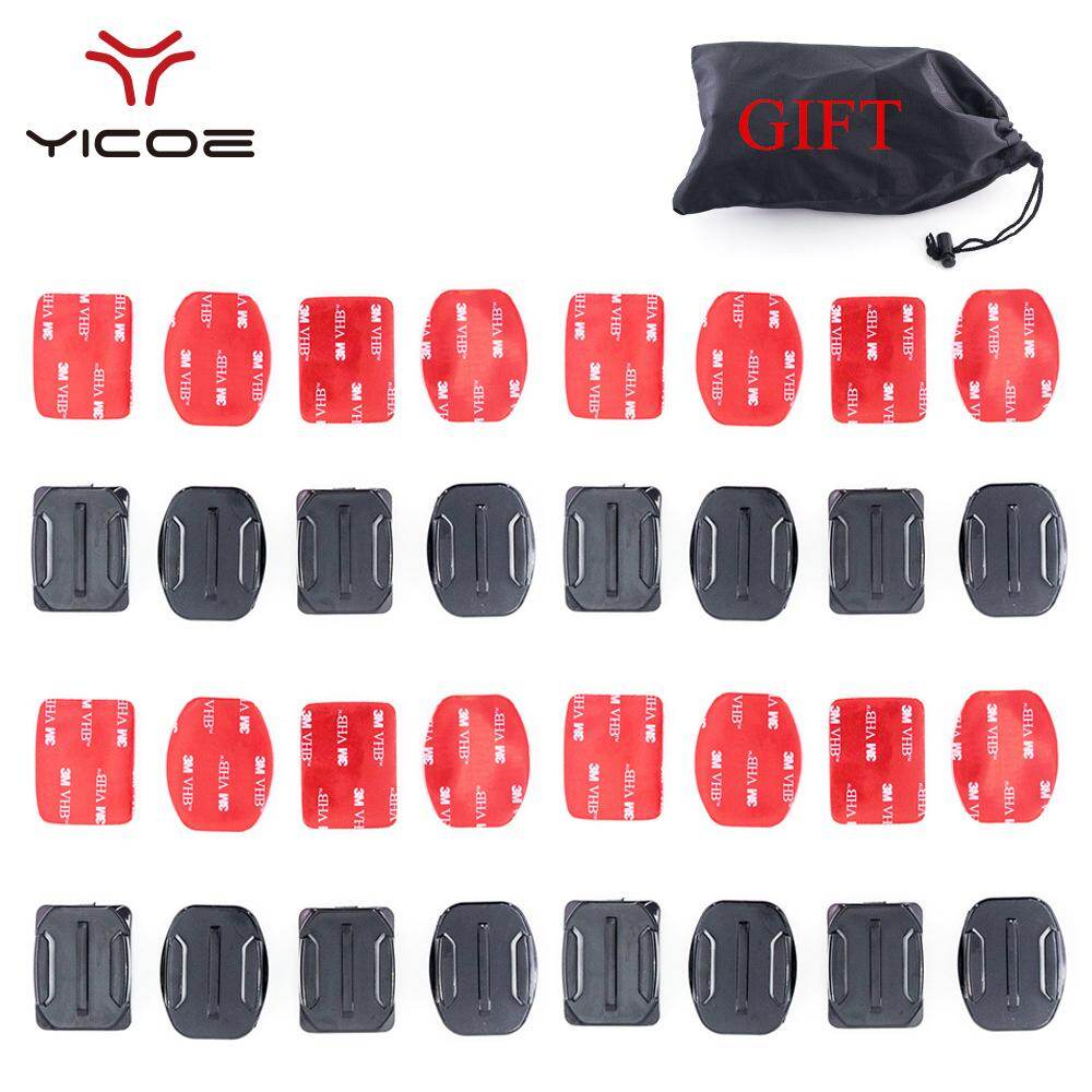 Bộ 32 miếng gắn mũ bảo hiểm phẳng Cong + miếng dán 3M VHB cho GoPro Hero 8 7 6 5 4 3 đen, phụ kiện máy ảnh Xiaomi Yi 4K SJ4000