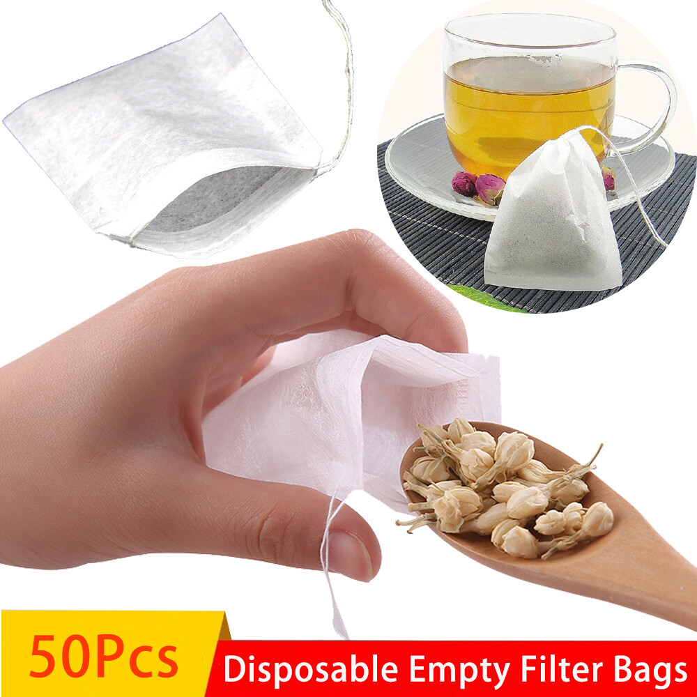50 chiếc dây rút của túi lọc rỗng Túi Trà Túi Lọc Trà thảo mộc trà túi trà cho các loại thảo mộc trà sợi trà thơm và gia vị