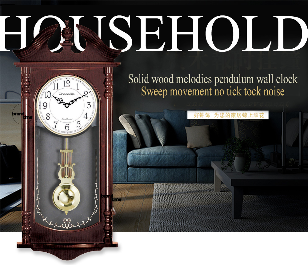 Crocodile 69.8 h x 31.4 w x 10.3 cm depth Classical Sweep Movement Wooden Pattern Pendulum Melody Chime Grandfather Clock model CPS6117