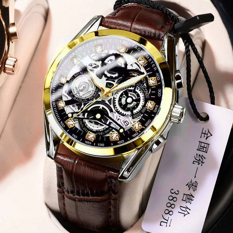 Đồng hồ cơ tự động khoét lỗ cho nam đồng hồ dây thép rắn mỏng thời trang dạ quang có lịch chống nước đồng hồ dạ quang thời trang đơn giản cho nam doanh nhân