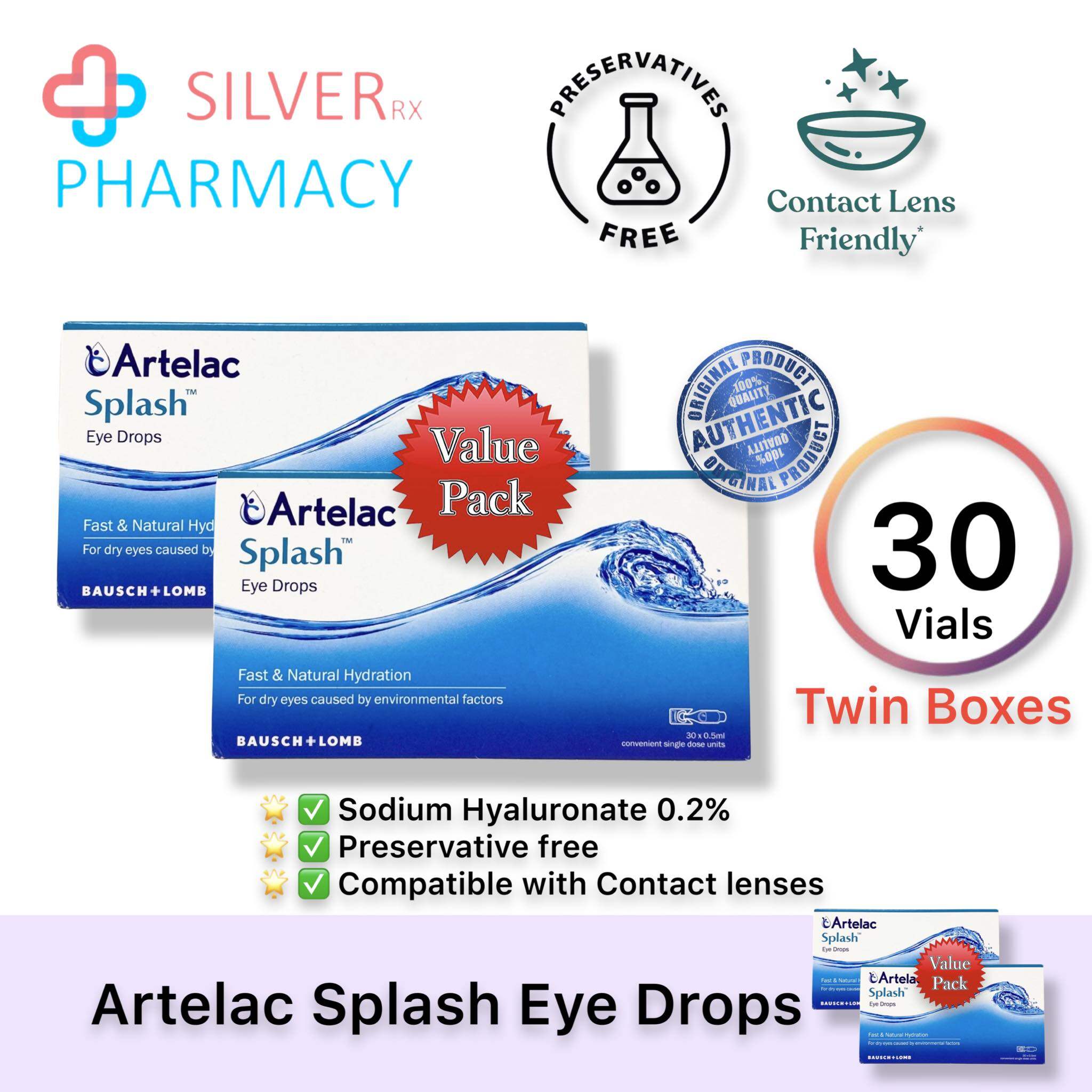 [Exp 06/2024] Bausch & Lomb Artelac Splash 0.2 Sodium Hyaluronate 0