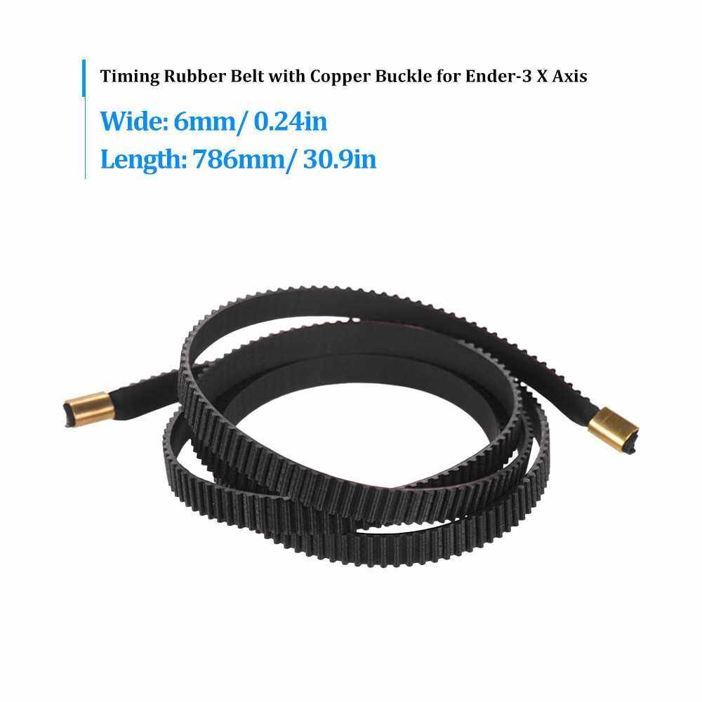 Creality 3D Printer Parts Open Timing Rubber Belt 2GT 786 * 6mm with Copper Buckle for Ender-3 X Axis, 1pcs (Black)