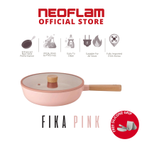 NEOFLAM FIKA PINK Non-stick Ceramic Coating 26cm Wok pan + Glass Lid