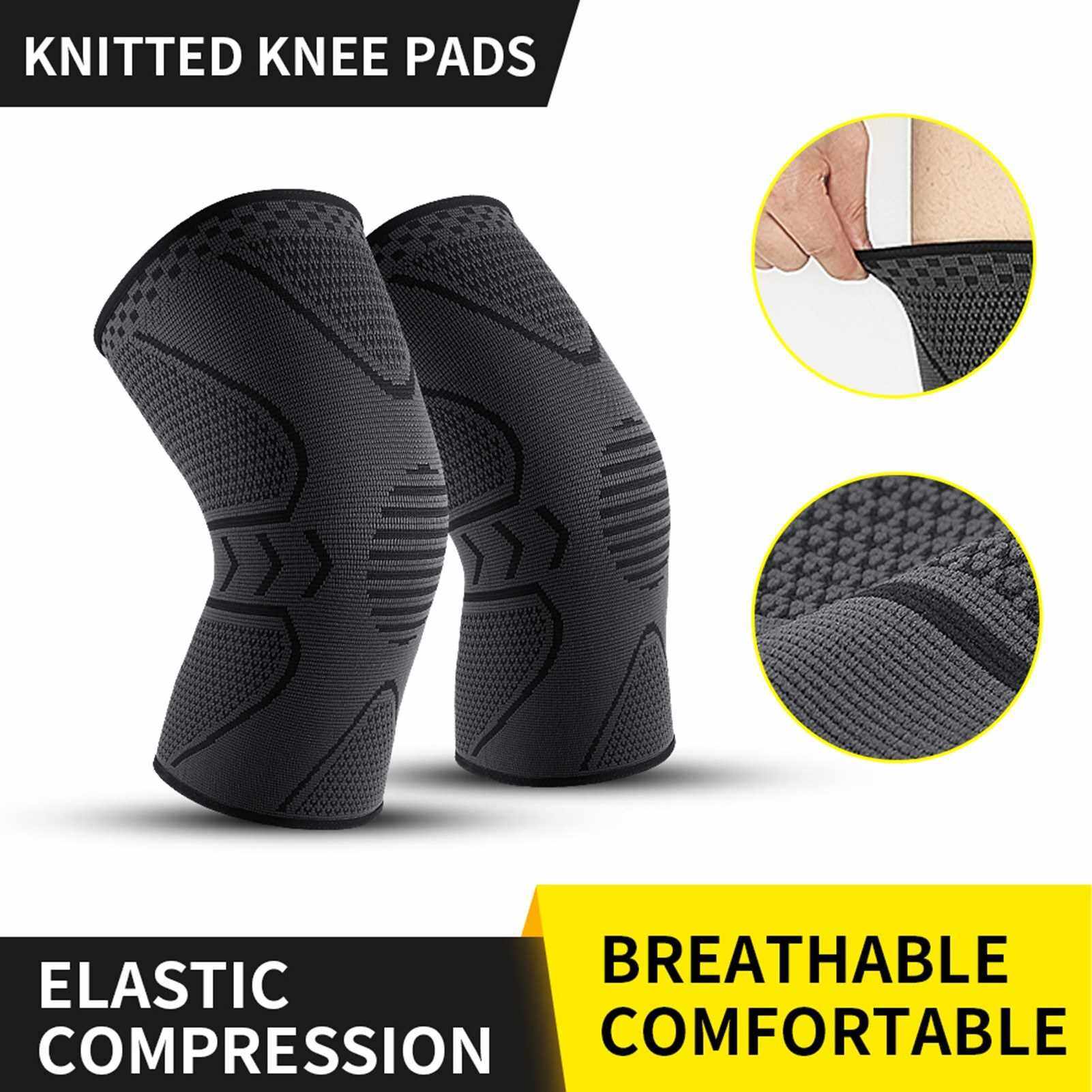 BEST SELLER 1PCS Kneepads Knee Support Protector with Silicone Design and Flexible Elastic Fitness Soft Breathable for Outdoor Activities Hiking Climbing Running Cycling Yoga (Red)