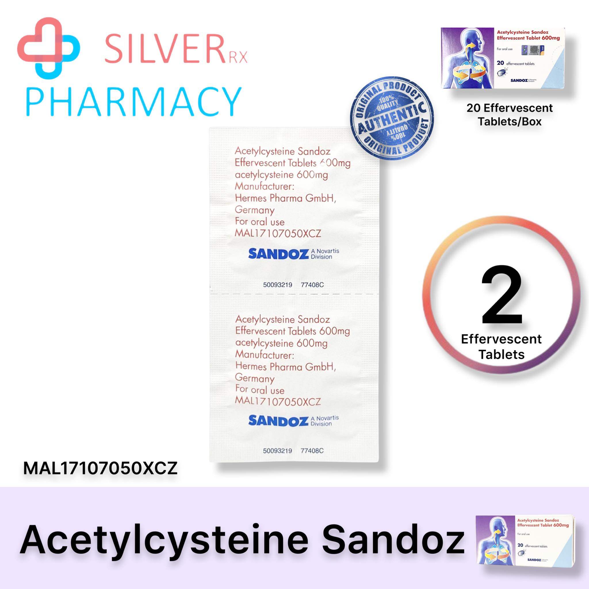 [Exp 10/2025] Acetylcysteine Sandoz 600mg Effervescent Tablet 20s