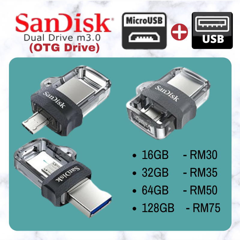 (Ready Stock) SanDisk OTG Drive Micro USB Ultra Dual Drive PenDrive Flash Drive Thumb Drive