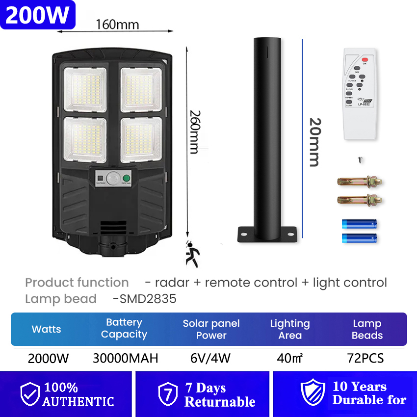 15000W Solar Outdoor Light With 3 Modes Super Bright IP67 Waterproof Solar Street Light With Remote Control+Motion Sensor Suitable For YardParkGarden