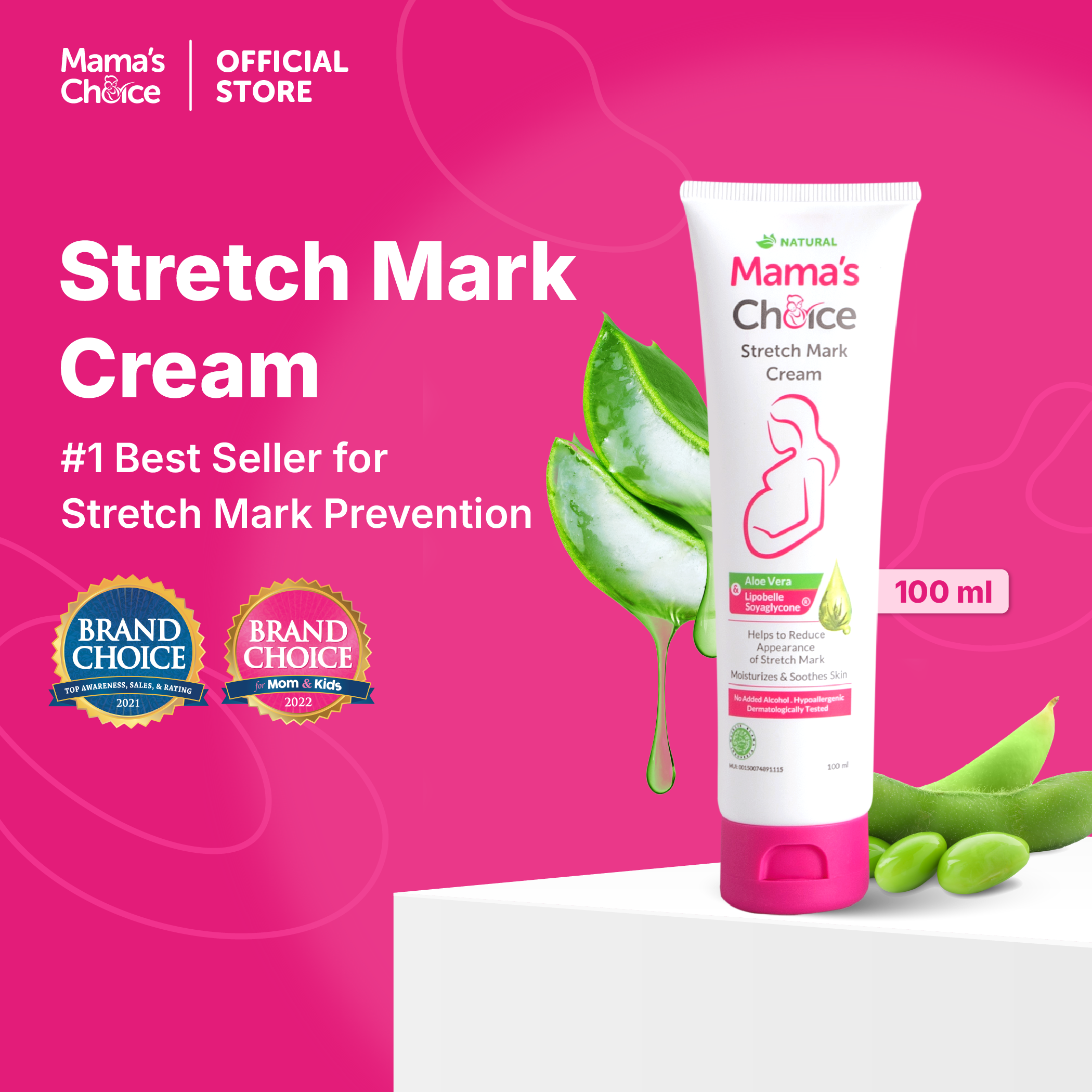 Mamas Choice Stretch Mark Cream Pregnant Cream (Safe Halal Natural Maternity Skincare For Pregnant Moms) | Stretch Mark Lotion 100ml