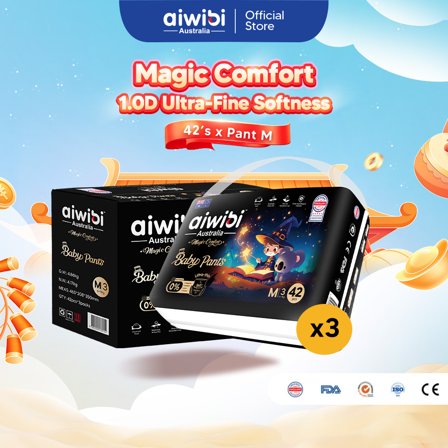 [Bundle of 3] Aiwibi Baby Diapers Magic Comfort (Pant)