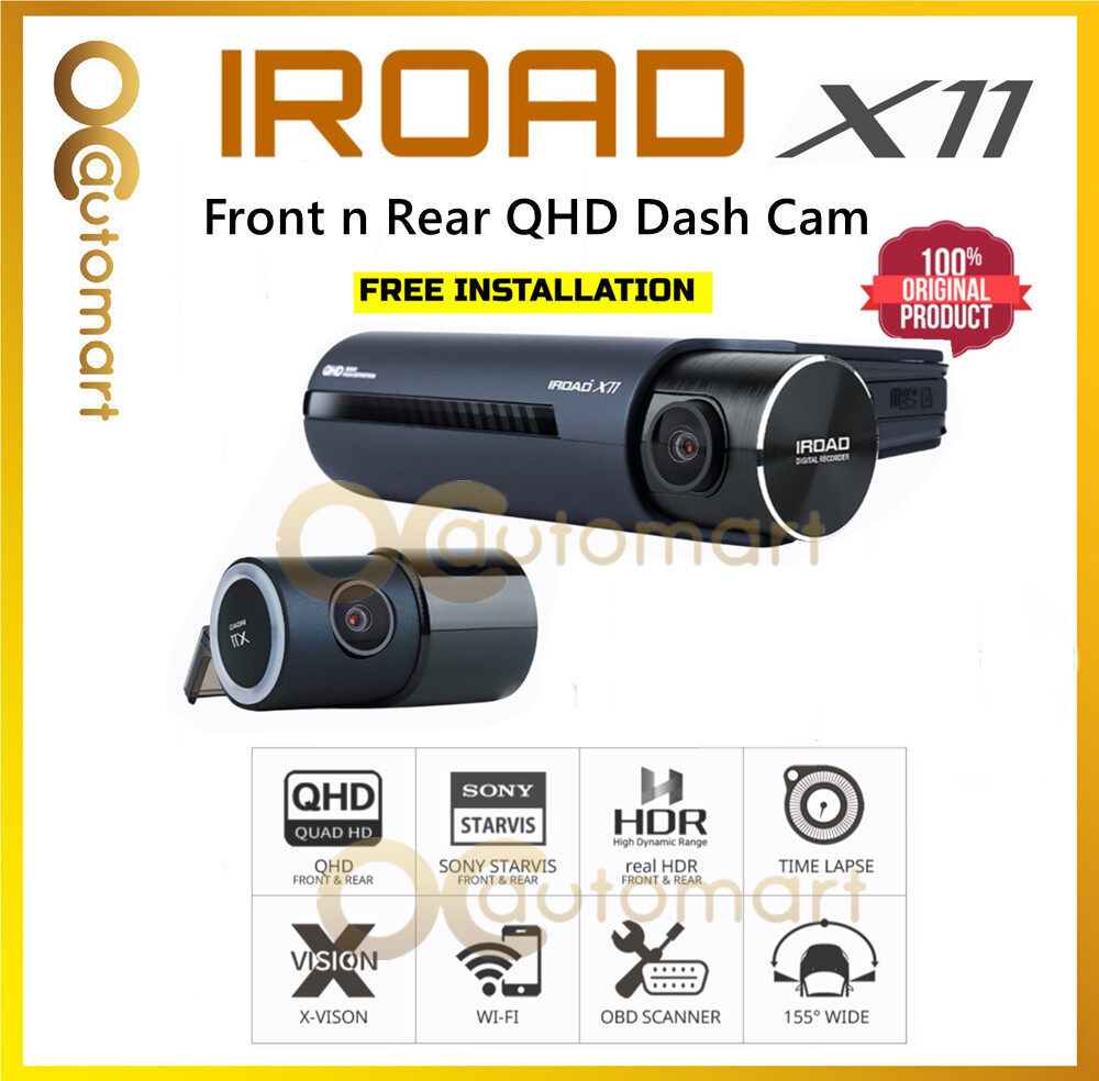 IROAD X11 64GB Front n Rear QHD 2K Dash Cam Dual Channel Sony Starvis Sensor Rear HDR