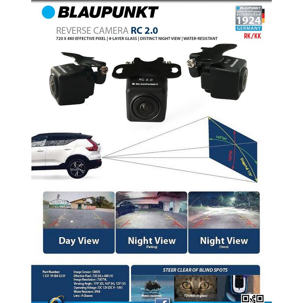Blaupunkt Reverse Camera CMOS 170 Ultra Wide Viewing Angle Car Camera RC 2.0