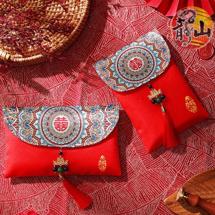 红包 WEDDING/ CNY SILK FABRIC RED PACKET ANGPAO Big Offer❗❗高档精美绸缎布艺 红包袋 利是封 红包 / 结婚 新年 利是 红包 神- 龍山