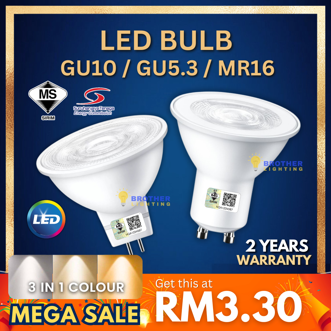 [SIRIM] LED GU10 GU5.3 MR16 6W / 7W / 8W High Quality Holder Light Bulb Lamp Mentol (Warm White / Cool White / Daylight)