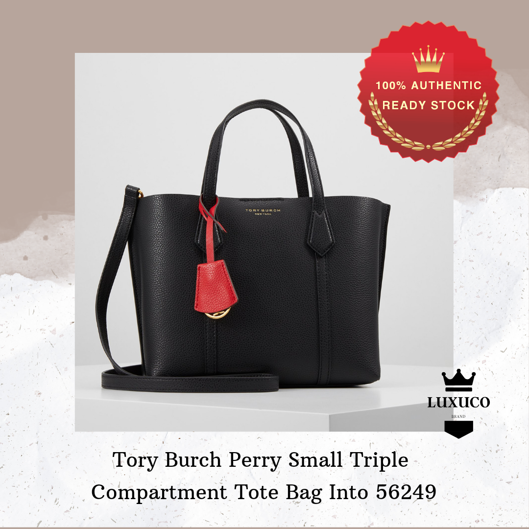 100% ORIGINAL READY STOCK Tory Burch Perry Small Triple Compartment Tote  Bag Into 56249 Black | PGMall