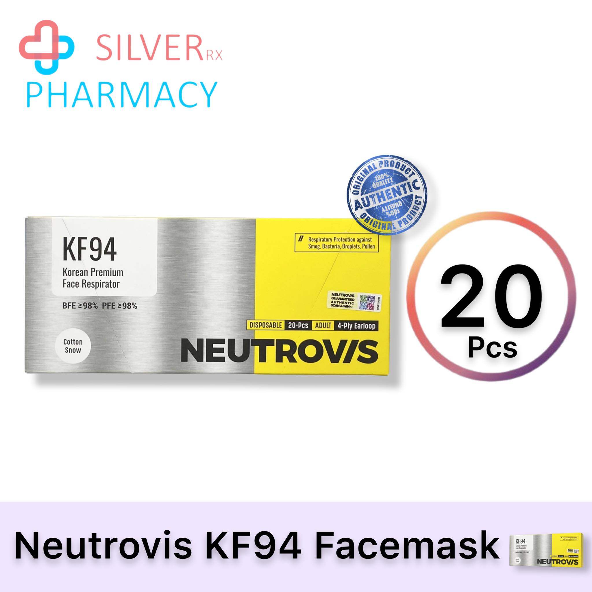 Neutrovis KF94 4Ply FaceMask 20\'s (Adults) Cotton Snow