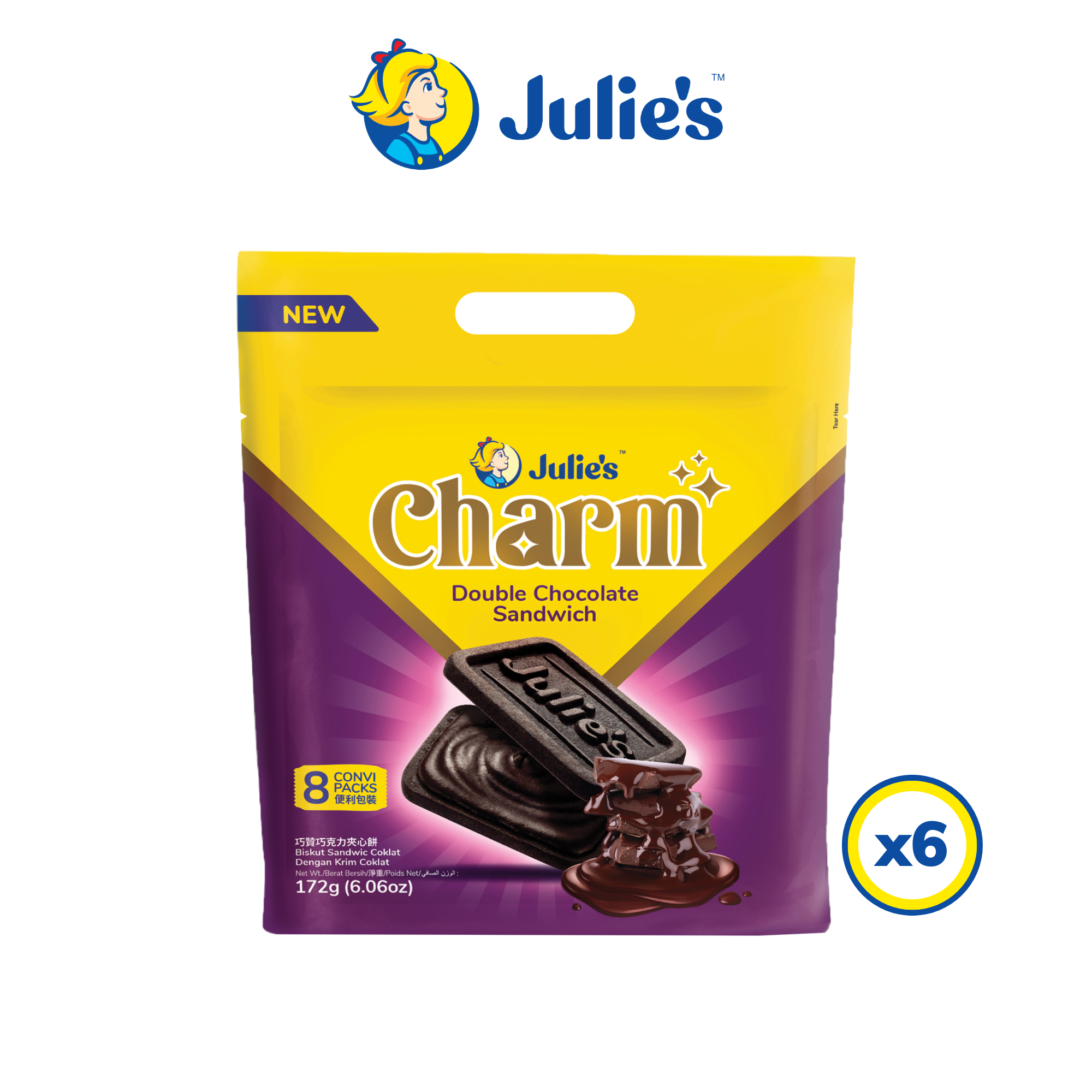 Julie's Charm Double Chocolate Sandwich 172g x 6 packs