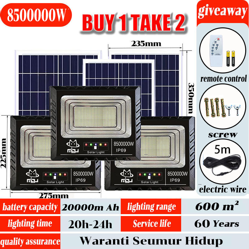 8500000W🎁60-year warranty🎁Lampu Solar Light 8500000W Solar Light Outdoor kalis air IP67 0 bil elektrik street light with remote control 6000W/8000W/10000W High Power with solar panel