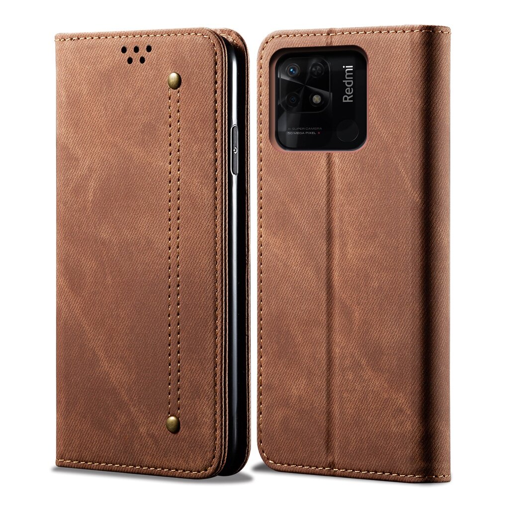 Xiaomi poco c40 ốp dạng ví da pu vân denim ốp dạng ví lật nam châm đứng