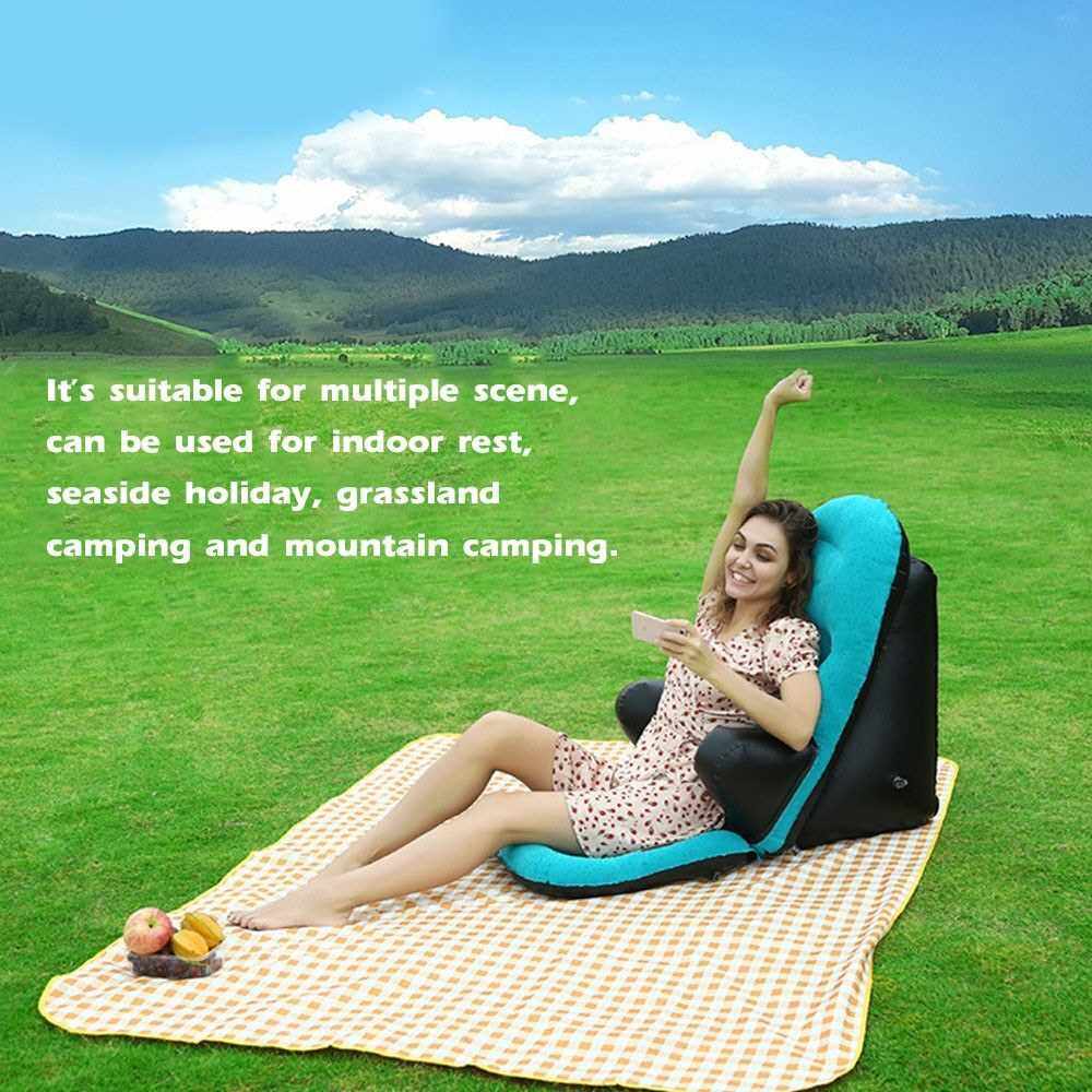 Best Selling Inflatable Mobile Game Waist Cushion Outdoor Seats With Armrest Leisure Chair Outdoor Fishing Cushion Inflatable Sofa Beach Camping Folding Rest Inflatable Pillow (Red)