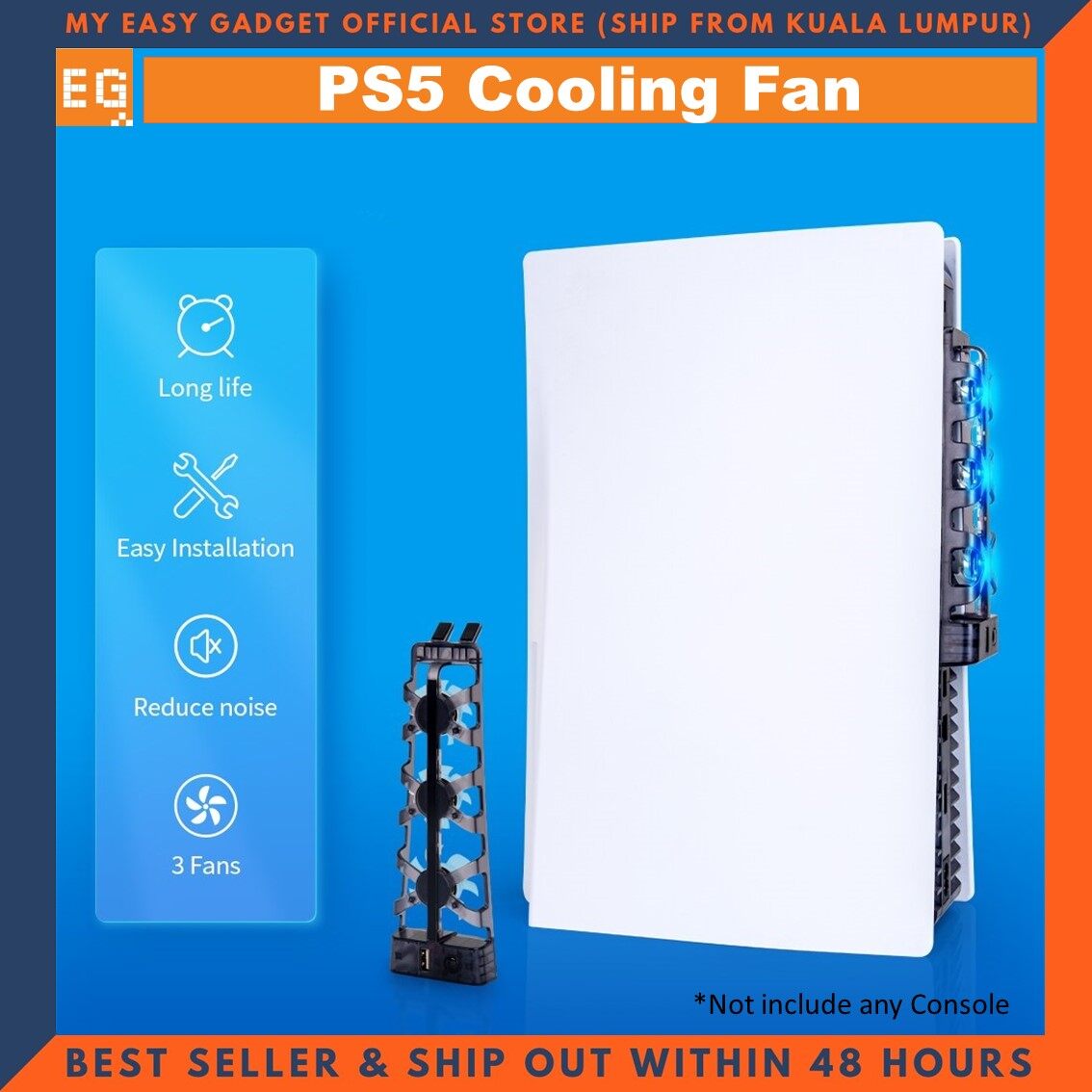 DOBE PS5 Cooling Fan Three Hight Speed Fan With Blue LED Lightning Effect TP5-1523