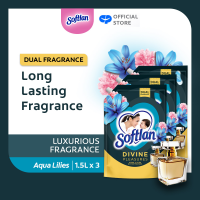 Softlan Divine Pleasures Aqua Lilies & Sweet Peonies Fabric Softener 1.5L Refill x3