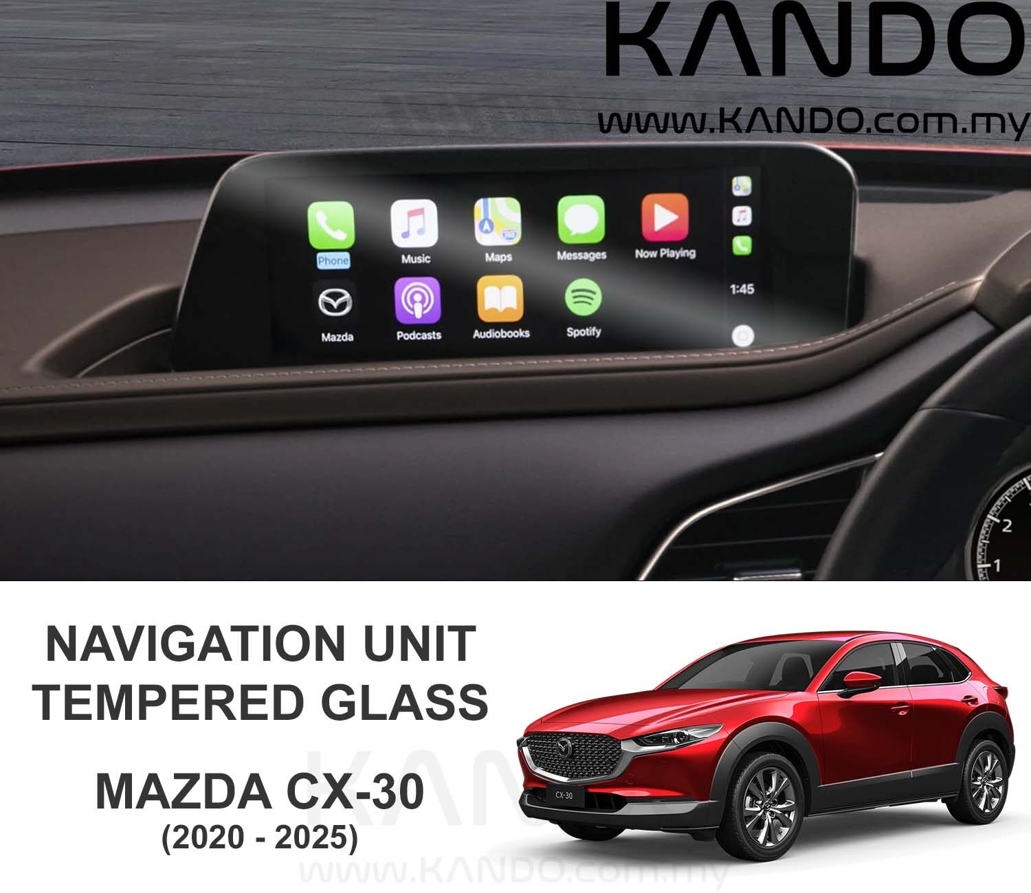 Mazda CX-30 MZD Connect Tempered Glass Mazda CX30 Tempered Glass Protector CX30 Head Unit Screen Protector Mazda CX-30 GPS Glass CX-30 Tempered Glass