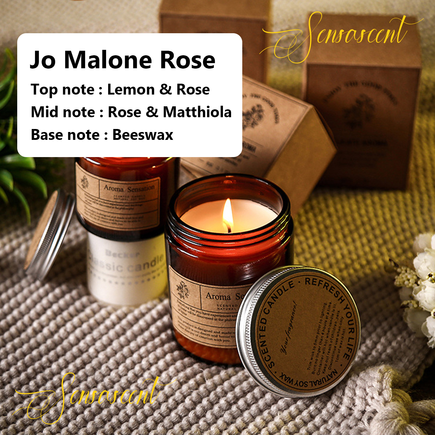 Scented Candle Aroma Candle With Fragrance Aromatic Essential Oil Handmade Natural Soy Wax Lilin Wangi Terapi 香薰蜡烛