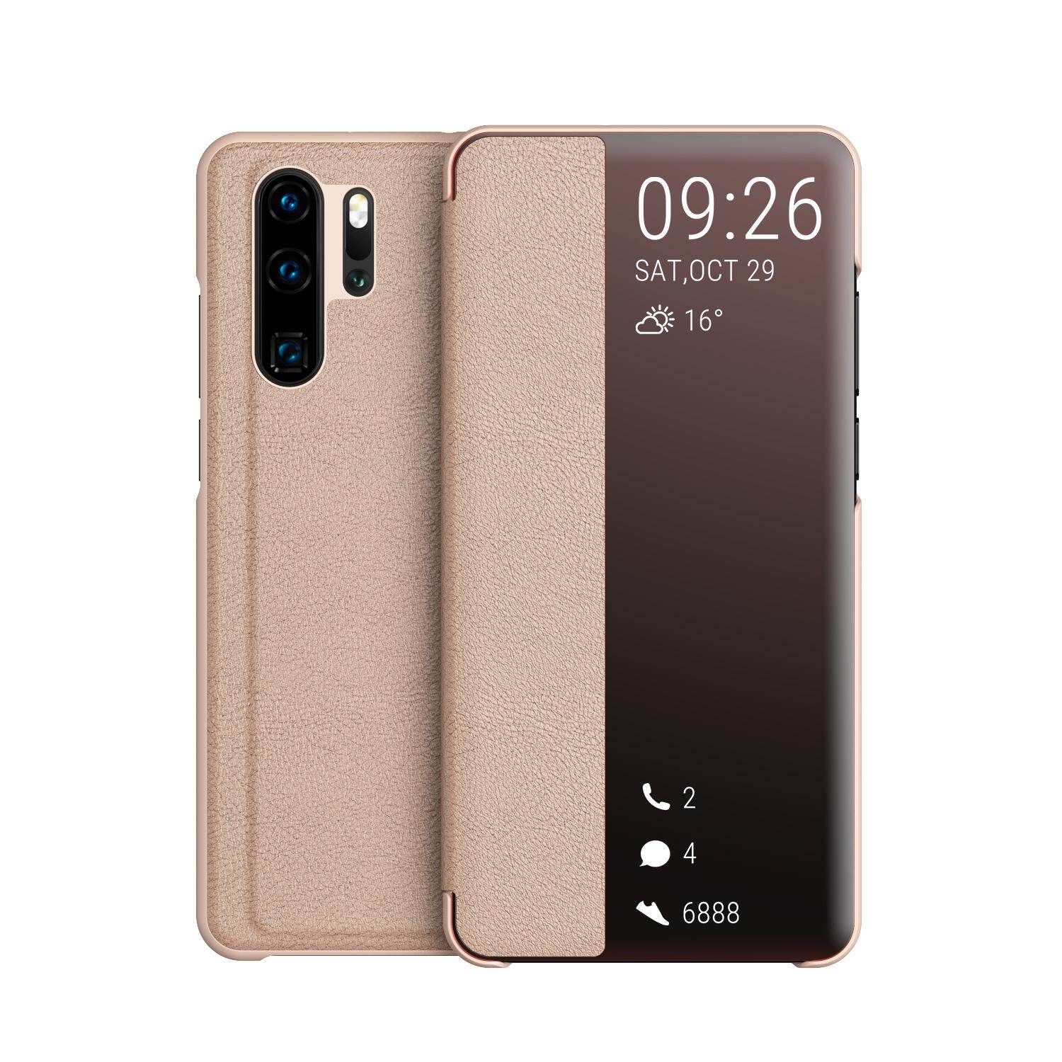 Dành Cho Huawei P30 Pro Ốp Lật Cửa Sổ Thông Minh Bao Da PU Lật Tự Động Đánh Thức Giấc Ngủ 6.47 Inch