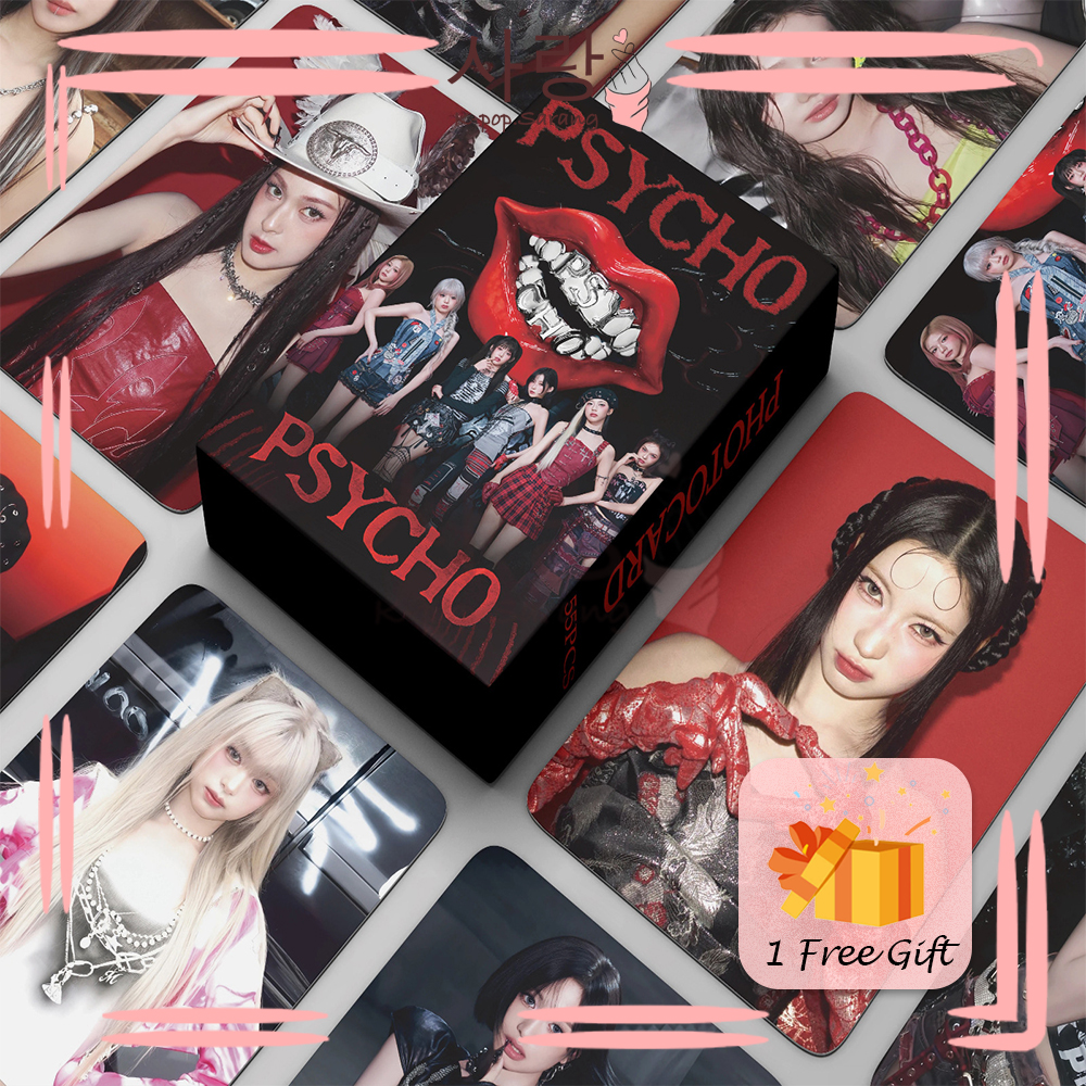 55pcs BabyMonster《PSYCHO》Red Group LOMO Cards Set with FREE GIFT Collection Kpop Ruka Pharita Asa Rami Rora Chiquita Ahyeon Photocard Kad Foto