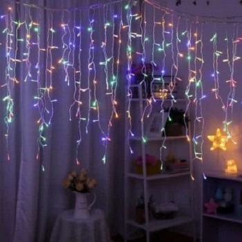 96 LED | 4Meter | 8 Modes Curtain Fairy String Light | Raya Outdoor Decoration
