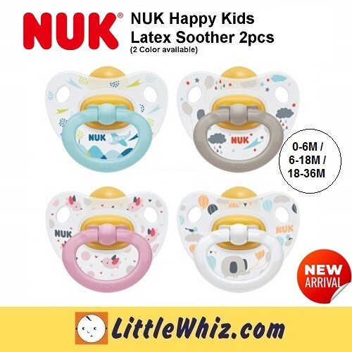 Nuk: Happy Kids Latex Soothers Plus 0-6M/6-18M/18-36M (Pacifiers) - 2pcs
