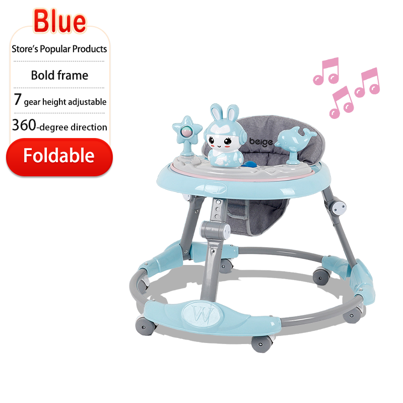 Baby Walkers Foldable Walkers with music function and adjustable handle and foot pad