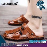 LAOCHRA Men Sandals Genuine Leather Soft Sole Beach Sandals For Men Big Size 38-47 Fashion Non Slip Outdoor Slippers Men Casual Shoes