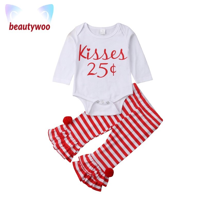 Buy Online Beautywoo Toddler Baby Girls Set Long Sleeve Autumn Two Piece Set Letter Romper + Ruffles Striped Pants Outfits Clothes Set Price Comparisons