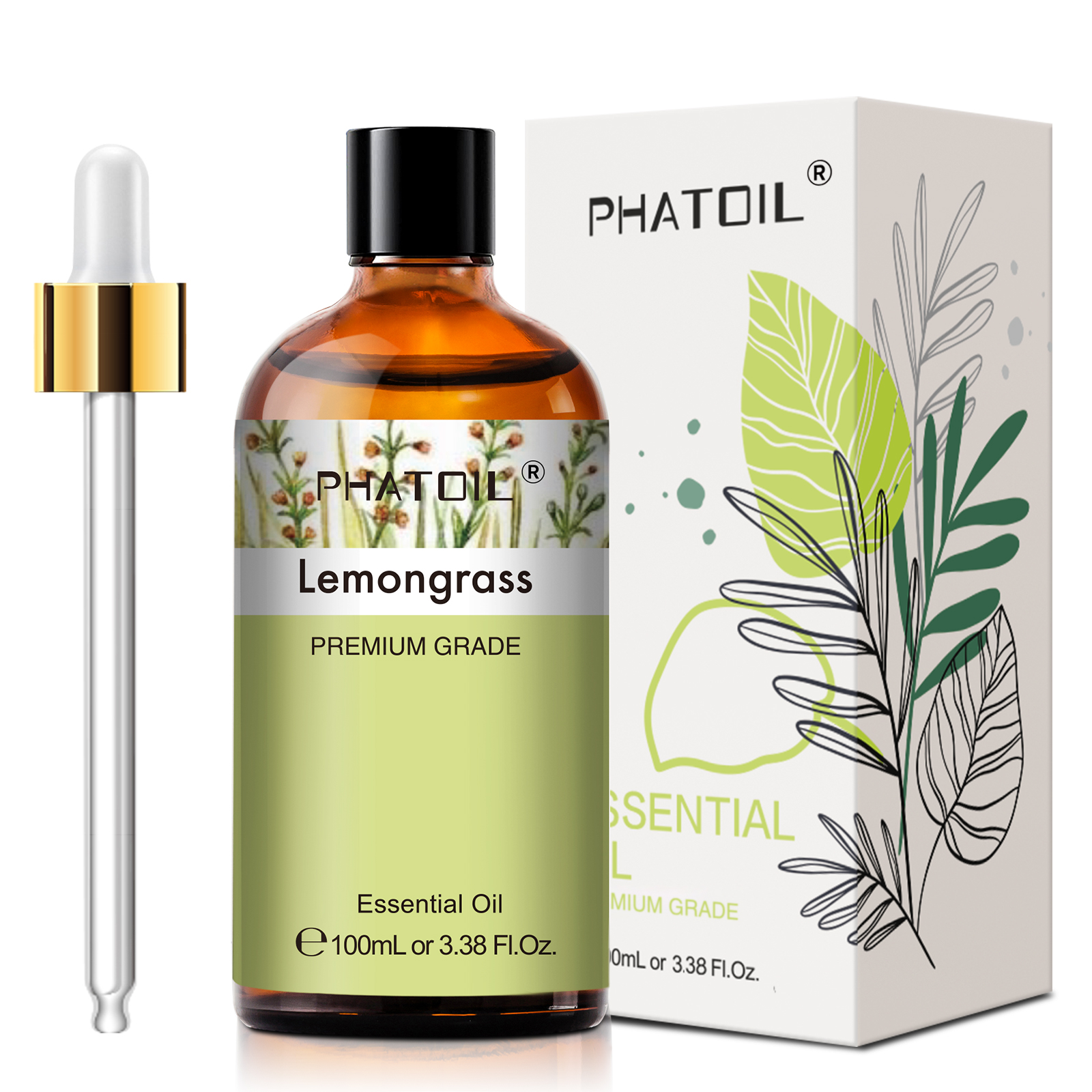 PHATIOL 100ml Lemongrass Essential Oil Natural Plant Aromatherapy For Home Help Sleep Air Humidifier Aromatherapy Oil