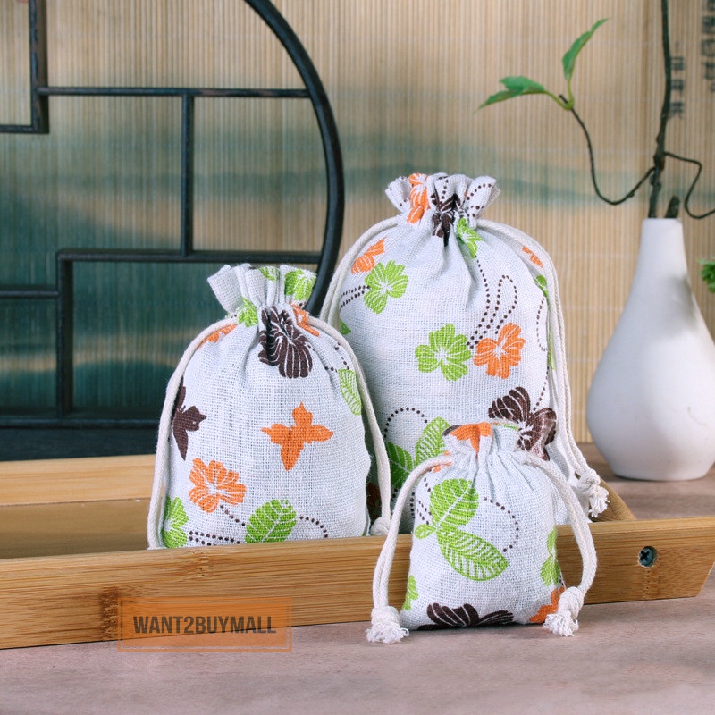 3 Size Cotton Linen Empty Sachet Drawstring Pouches Candy Favor Jewelry Party Gift Pocket Bag Storage Travel Beg 收纳束口袋
