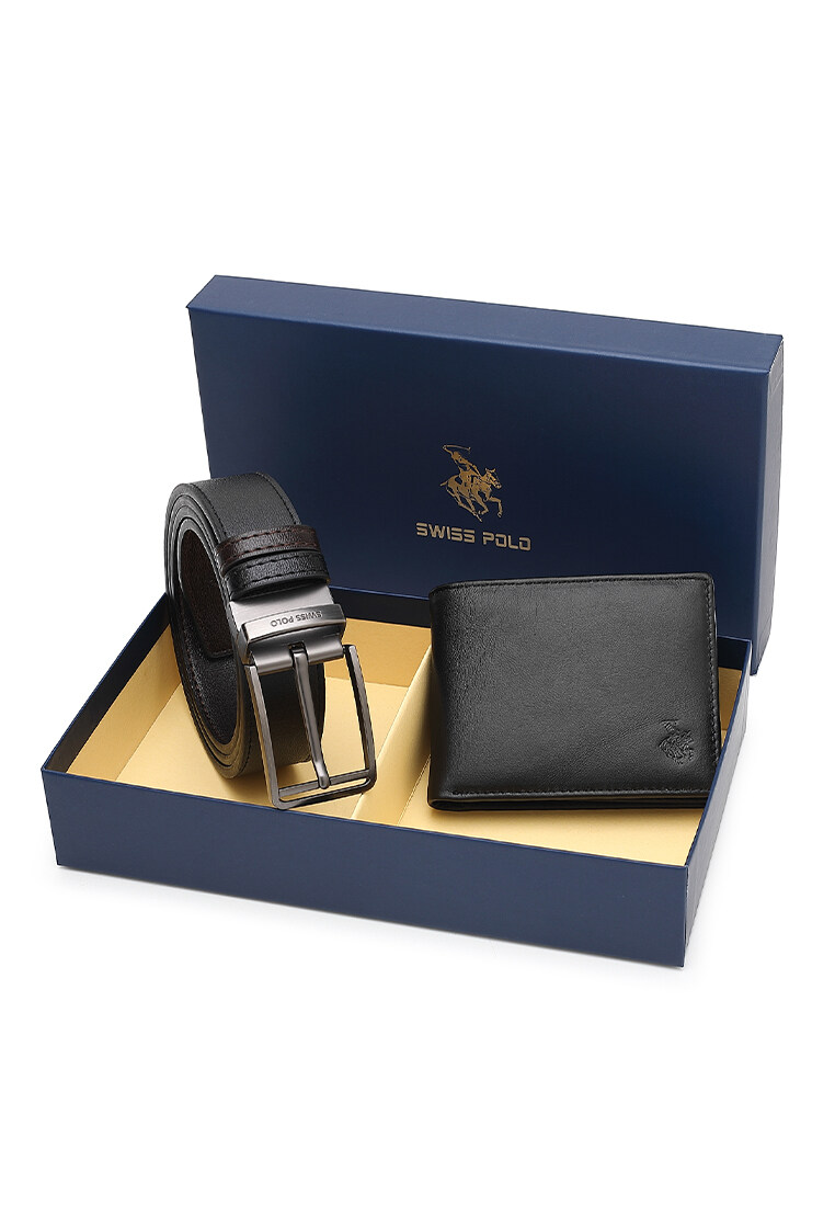 SWISS POLO Gift Set/ Box Wallet With Belt SGS 565 BLUE