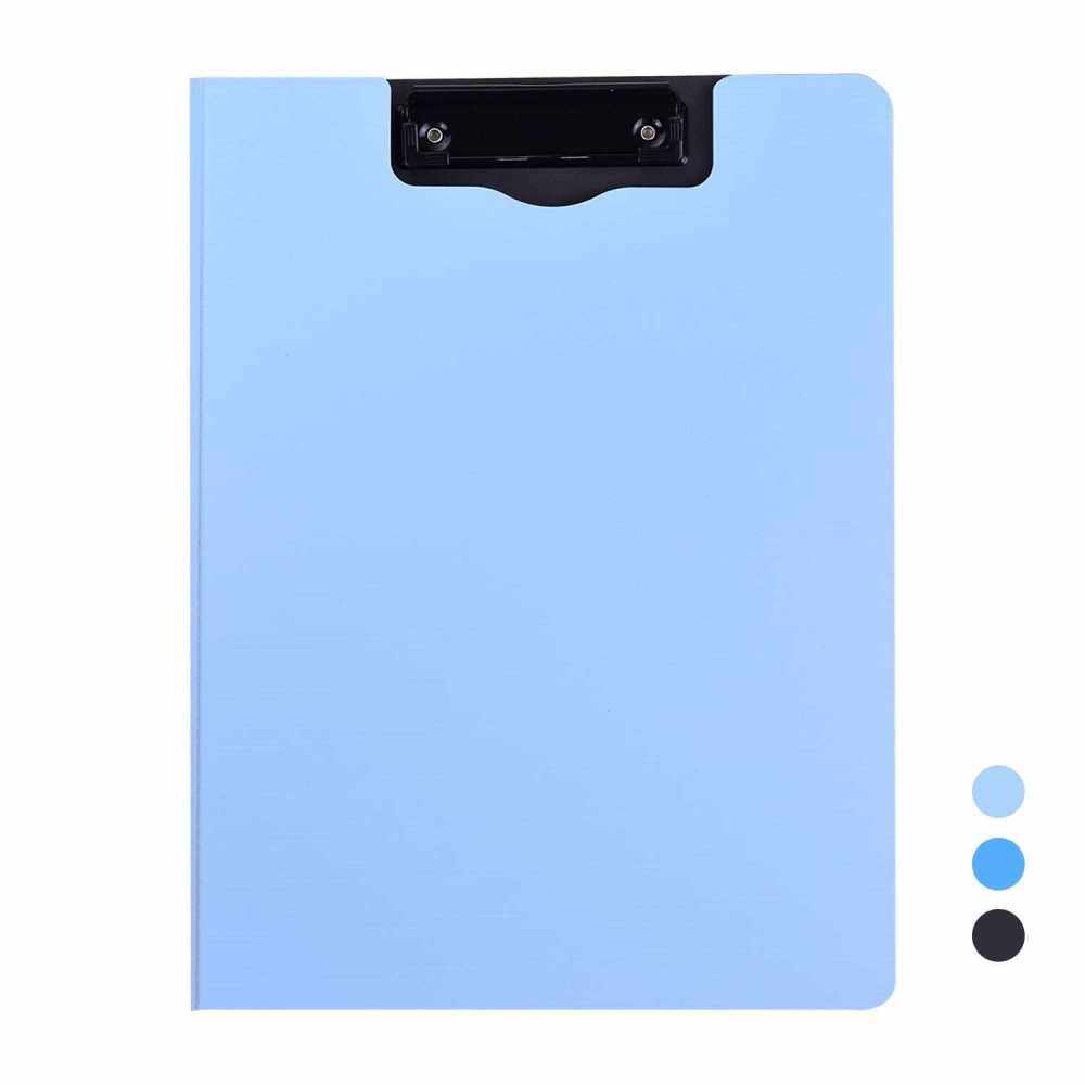 A4 Letter Size Clipboard Colorful File Cover Folder Document Organizer Storage Writing Pad Stationery for School Office Business Meeting (Light Blue)