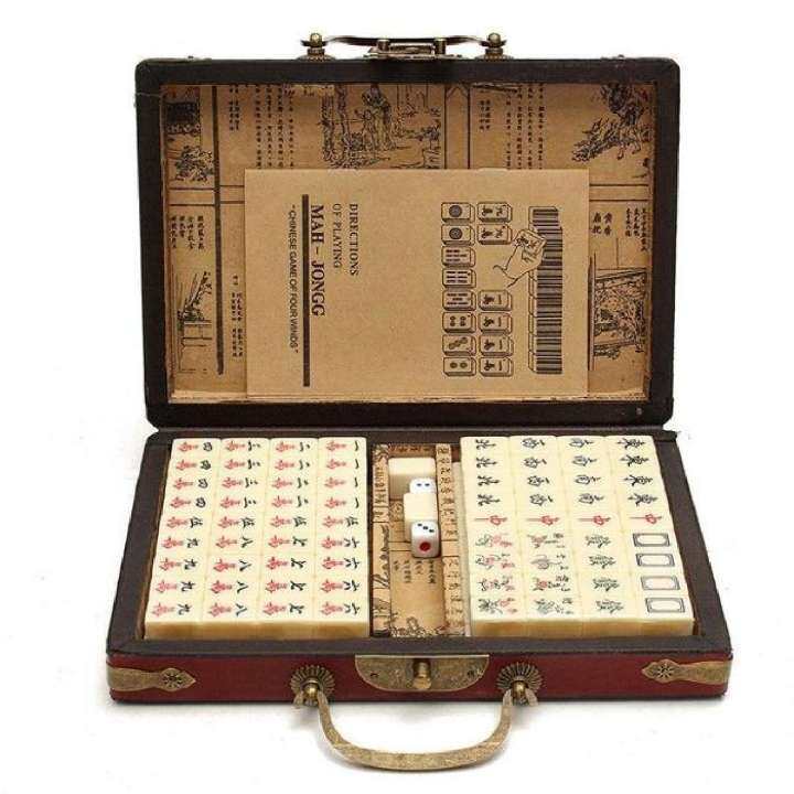 Senarai Harga Portable Vintage Mahjong Set Vintage Chinese Mahjong Leather ...